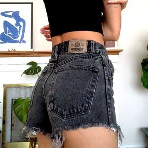 Wrangler black denim cut off shorts
